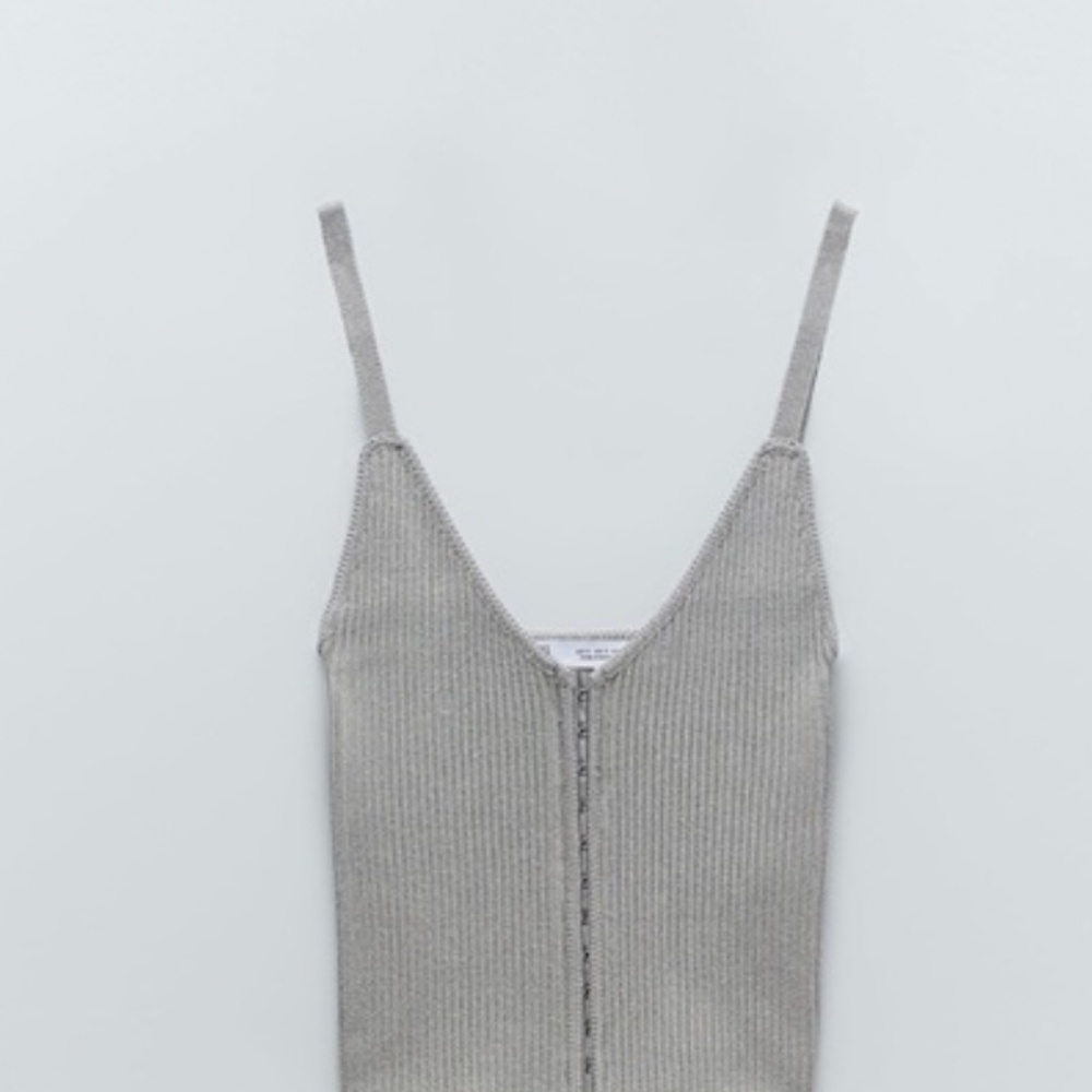 ZARA - KNIT CORSET TOP GRAYISH